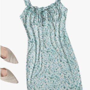 Floral Ruched Bust Bodycon Mini Dress Sleeveless Cottage Coquette Women’s Size S